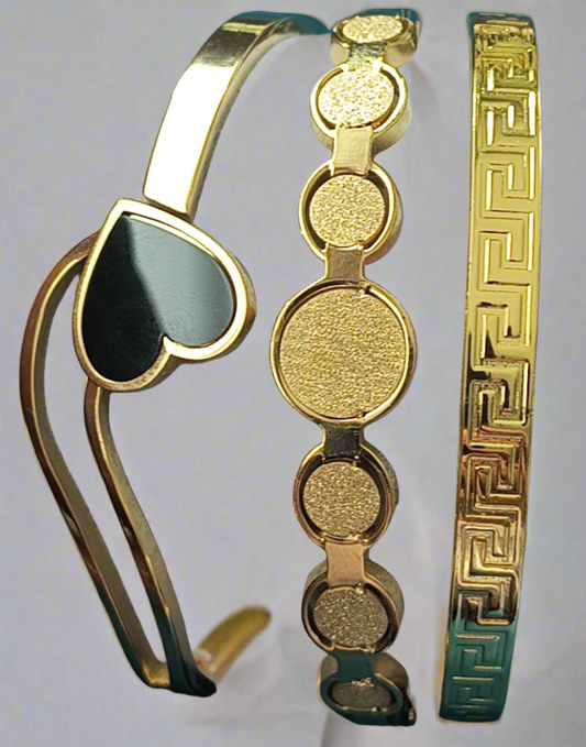Ensemble de Bracelets Luxueux en acier inoxydable– Plaqué Or 18K